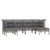 vidaXL Set de muebles de jard&iacute;n 6 pzas y cojines rat&aacute;n sint&eacute;tico gris