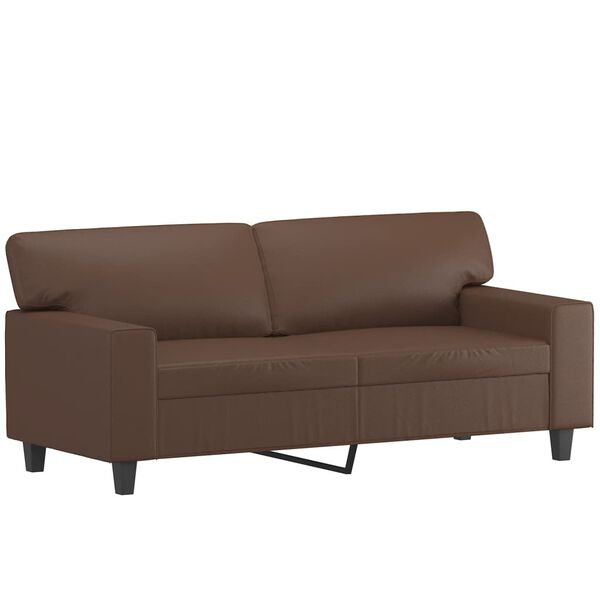 vidaXL Sof&aacute; 2 plazas almohadas y cojines cuero sint&eacute;tico marr&oacute;n 140 cm
