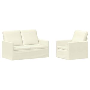 vidaXL Juego de Sof&aacute; 2 pcs Crema Tela de Pana