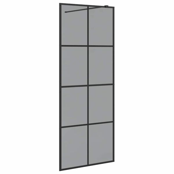 vidaXL Pared de Ducha Walk-in Negro 80 x 195 cm vidrio templado