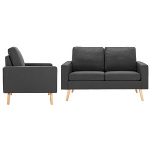 vidaXL Juego de sof&aacute;s de 2 piezas de tela gris oscuro