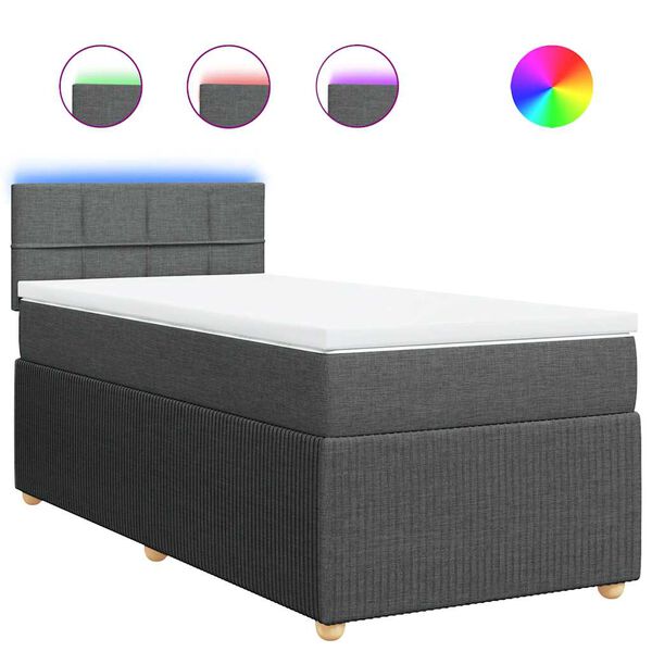 vidaXL Cama box spring con colch&oacute;n tela gris oscuro 90x200 cm