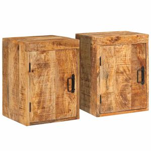 vidaXL Mesita de Noche 2 pcs Marr&oacute;n Madera de mango maciza