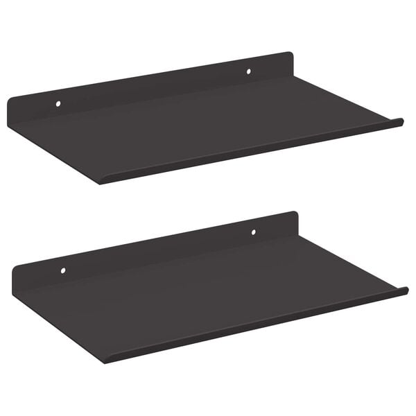 vidaXL Estante de pared con estante 2 pcs Negro 30 x 17,5 x 2,5 cm