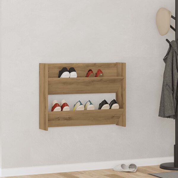 vidaXL Zapatero de pared madera ingenier&iacute;a roble artisan 80x18x60 cm