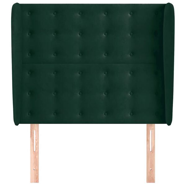 vidaXL Cabecero con orejas de terciopelo verde oscuro 83x23x118/128 cm