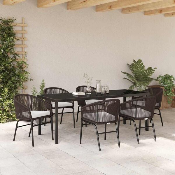 vidaXL Conjunto de Comedor de Jard&iacute;n 7 pcs Marr&oacute;n