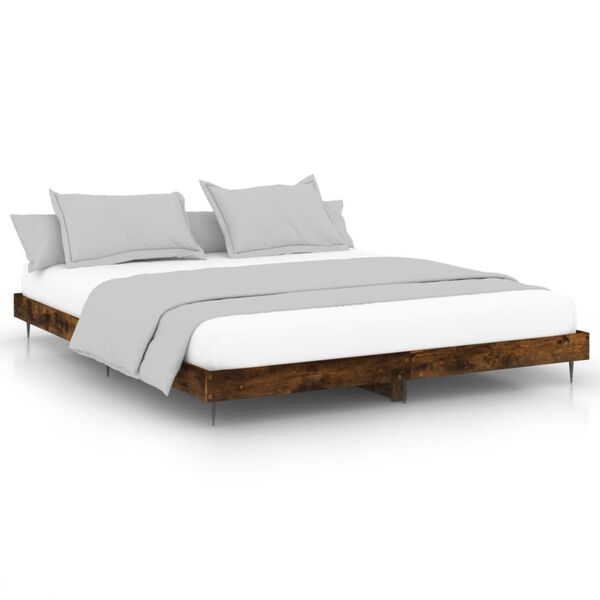 vidaXL Estructura de cama sin colch&oacute;n madera roble ahumado 120x200 cm