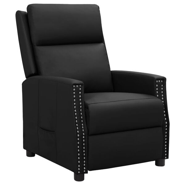 vidaXL Sill&oacute;n reclinable de cuero sint&eacute;tico negro