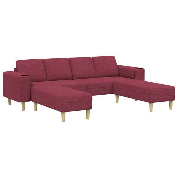 vidaXL Sof&aacute; de sala 3 pcs Rojo vino Poli&eacute;ster