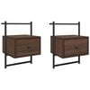 vidaXL Mesitas de noche de pared 2 unidades marr&oacute;n roble 35x30x51 cm