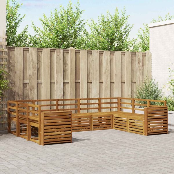 vidaXL Juegos de sof&aacute;s 9 pcs Natural Madera de Acacia S&oacute;lida