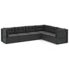 vidaXL Set muebles de jard&iacute;n 6 piezas y cojines rat&aacute;n sint&eacute;tico negro