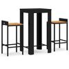 vidaXL Mesa bar y taburetes jard&iacute;n 3 pzas madera acacia rat&aacute;n PE negro