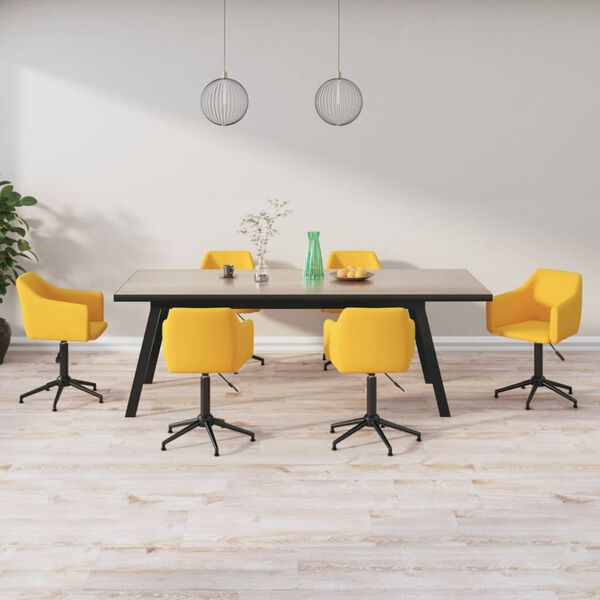 vidaXL Silla de comedor giratoria 6 uds terciopelo amarillo