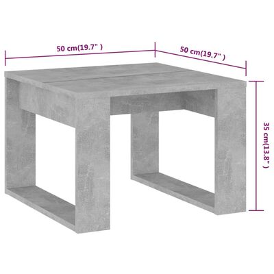 vidaXL Mesa de centro madera de ingeniería gris hormigón 50x50x35 cm