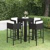 vidaXL Set muebles bar jardín 5 piezas y cojines ratán sintético negro
