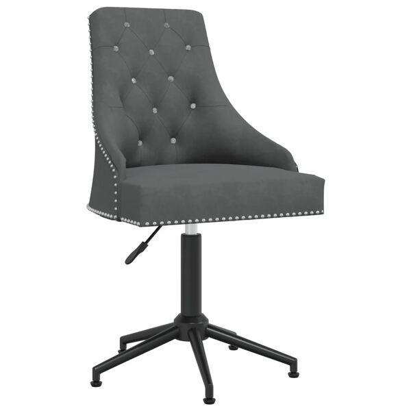 vidaXL Silla de comedor giratoria de terciopelo gris oscuro