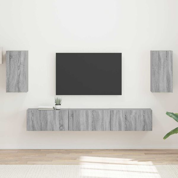 vidaXL Conjunto de mueble de TV 5 pcs Gris Sonoma Madera de ingenier&iacute;a
