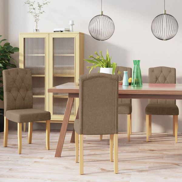 vidaXL Sillas de comedor 4 unidades tela gris taup&eacute;