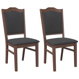 vidaXL Sillas de comedor con cojines, 2 unidades, color marr&oacute;n, madera maciza, caucho
