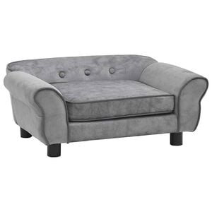 vidaXL Sof&aacute; para perros felpa gris 72x45x30 cm