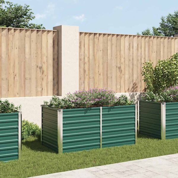 vidaXL Jardinera elevada de acero galvanizado verde 160x80x77cm