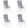 vidaXL Cojines de silla respaldo alto 4 uds tela Oxford a cuadros gris