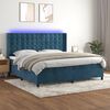 vidaXL Cama box spring colch&oacute;n y LED terciopelo azul oscuro 200x200 cm