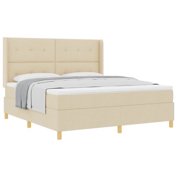 vidaXL Cama tipo Box Spring con colch&oacute;n Crema 180 x 200 cm tela