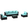 vidaXL Set de muebles de jard&iacute;n 6 pzas y cojines rat&aacute;n sint&eacute;tico negro