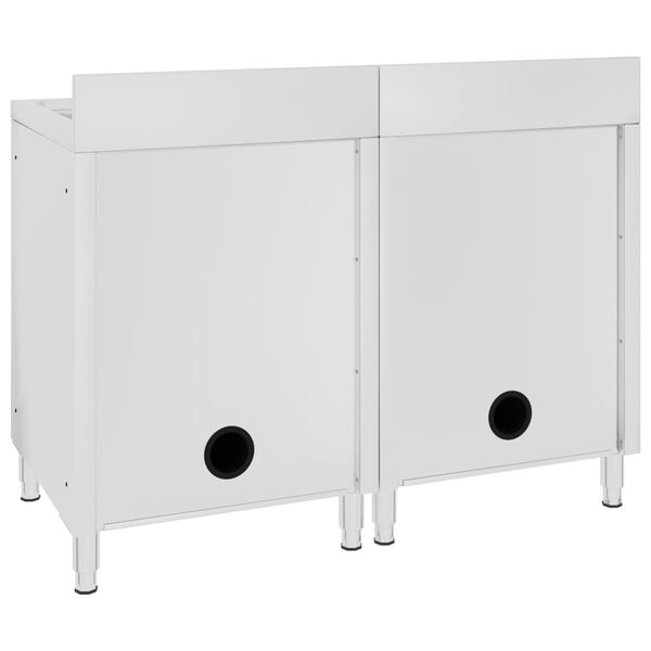 vidaXL Fregadero de cocina comercial 2 piezas de acero inoxidable