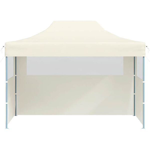 vidaXL Carpa plegable profesional con 3 paredes acero color crema 3x4m