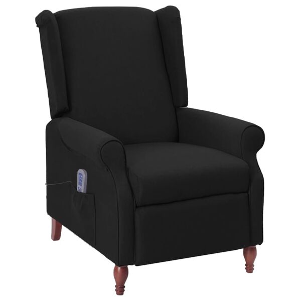 vidaXL Sill&oacute;n reclinable de masaje de tela negro