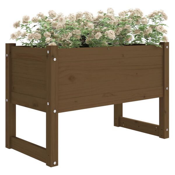vidaXL Jardinera madera maciza de pino marrón miel 78x40x52 cm