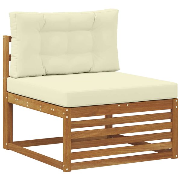 vidaXL Juegos de sof&aacute;s 8 pcs Natural y Crema Madera de Acacia S&oacute;lida