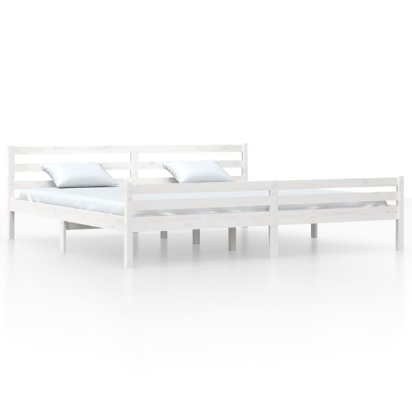 vidaXL Estructura de cama sin colch&oacute;n madera maciza blanco 200x200 cm