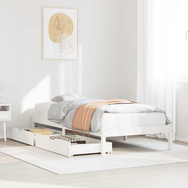 vidaXL Estructura de cama sin colchón madera maciza blanca 75x190 cm