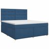 vidaXL Cama box spring con colch&oacute;n con cabecera Azul 160 x 200 cm Tela