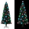 vidaXL &Aacute;rbol de Navidad preiluminado con soporte y LED fibra &oacute;ptica 240 cm