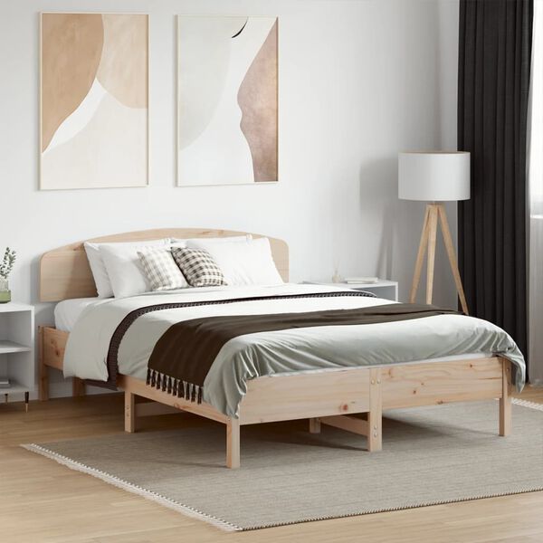 vidaXL Estructura de cama sin colch&oacute;n madera maciza de pino 135x190 cm