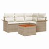 vidaXL Conjunto de sof&aacute;s de jard&iacute;n 5 pcs Beige rat&aacute;n sint&eacute;tico
