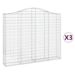 vidaXL Cestas gaviones 3 uds forma de arco hierro 200x30x160/180 cm