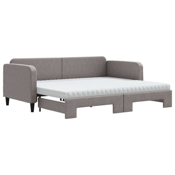vidaXL Sof&aacute; cama nido con colch&oacute;n tela gris taupe 90x200 cm