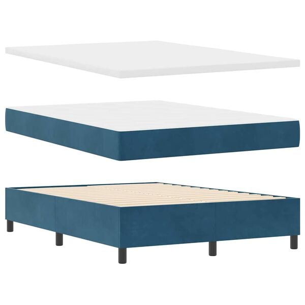 vidaXL Cama tipo Box Spring Azul oscuro 140 x 190 cm Terciopelo
