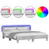 vidaXL Estructura de cama cabecero y luces LED gris hormig&oacute;n 160x200cm