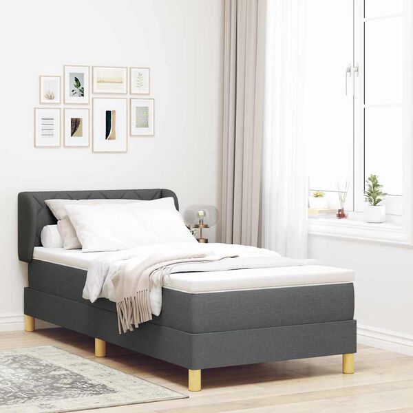 vidaXL Cama tipo Box Spring con colch&oacute;n Gris oscuro 100 x 200 cm tela