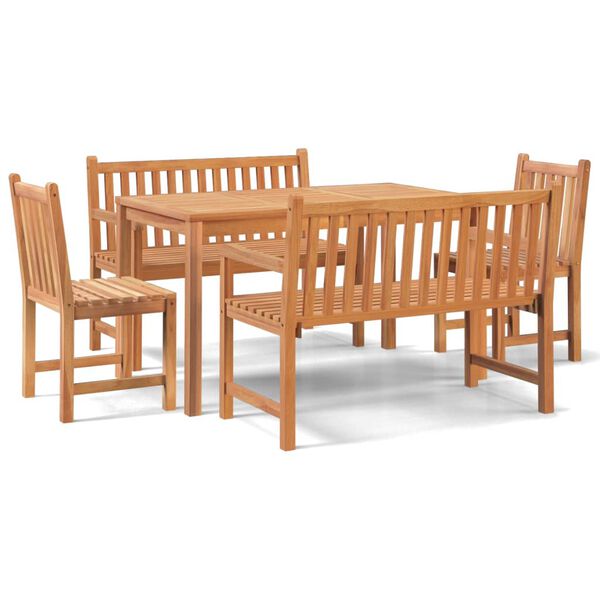 vidaXL Juego de comedor para jard&iacute;n 5 piezas madera maciza de teca