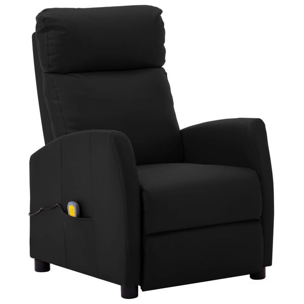 vidaXL Sillón de masaje de cuero sintético negro