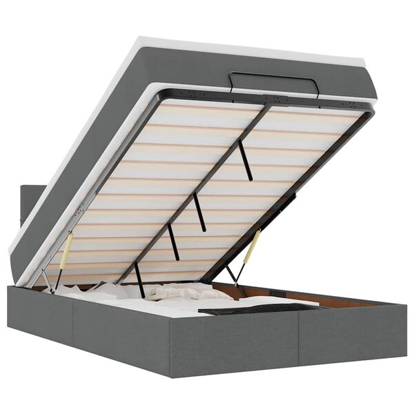 vidaXL Cama otomana con colch&oacute;n gris oscuro 120x200 cm tela